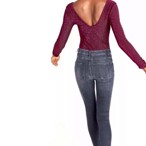NWT ZARA Knit Shimmer Metallic Thread Bodysuit - Picture 5 of 8